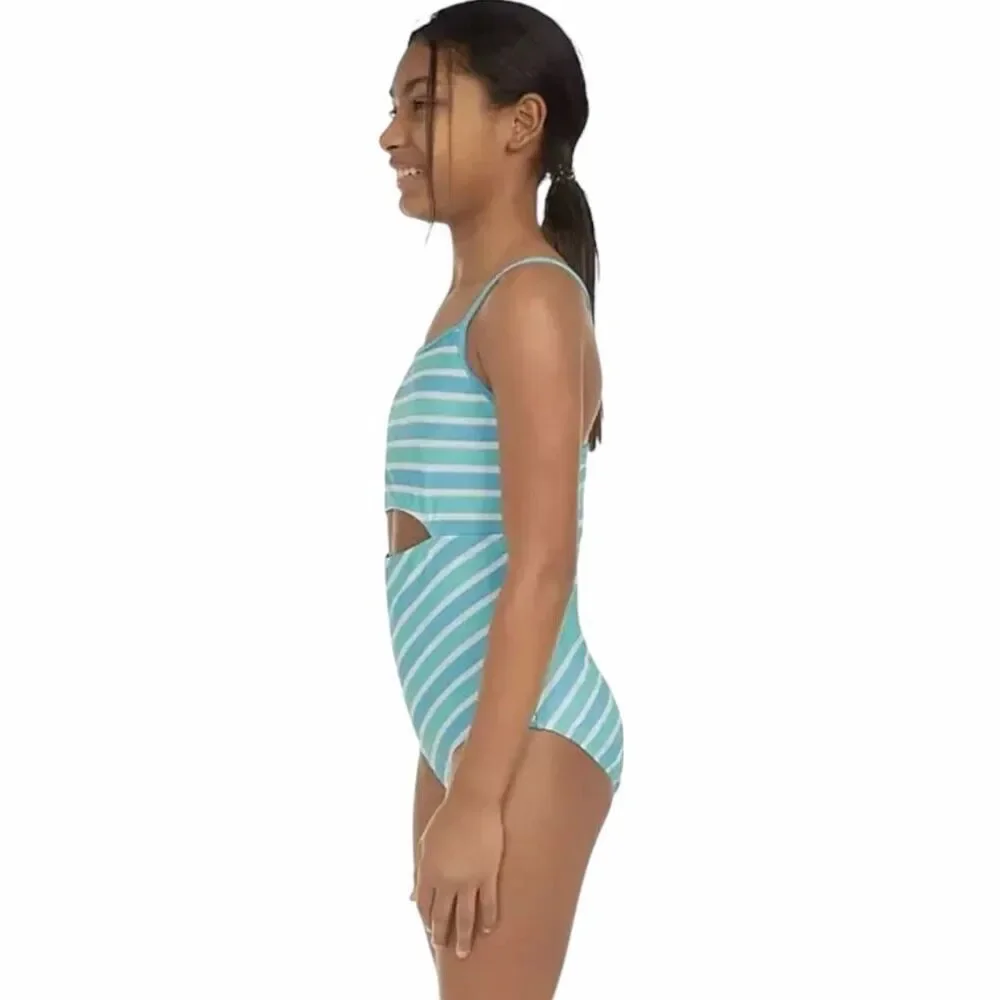 Hurley Girl's One Piece Open Mid Drift Ribbed Swimsuit Size 4